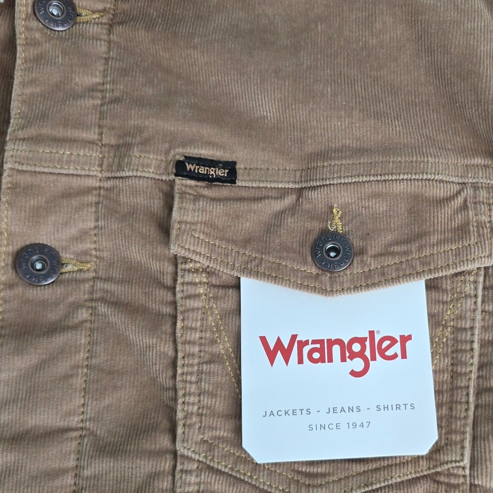 Wrangler Mens Sherpa Lined Corduroy Trucker Jacket Tan Brown L 112338562